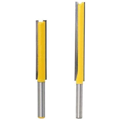2pcs 6.35mm Tige Flush Trim Router Bits Extra Long Mèches Carbide Router Bits à Bois Fraise à Menuiserie Outil de Woodworking Cutter Lame 50mm 76mm (1/4)