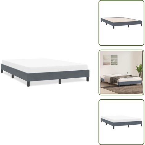 The Living Store Cadre de lit sans matelas gris foncé 140x220 cm velours - Sommeil confortable (1/5)