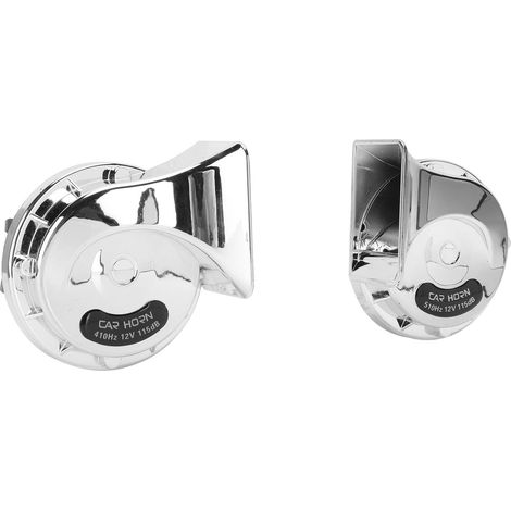 Klaxon Auto 2 Pièces 510Hz 115dB Argenté Universel pour Camions Camping-Car Motos UTV ATV 12V (1/5)