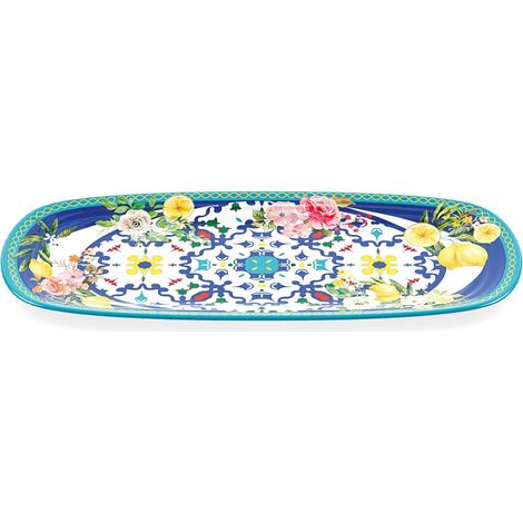 GUZZINI Vassoio Rettangolare Piccolo Flower & Lemon 39,5 x 16,5 x 2,5 Melamina Table Decor