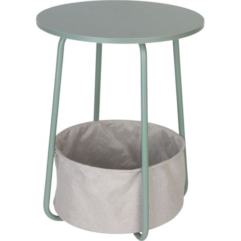 Relaxdays Tavolino da Salotto con Cestino Integrato, Tavolo da Caffè da Divano, Comodino Rotondo, HxD 50x40 cm, Verde