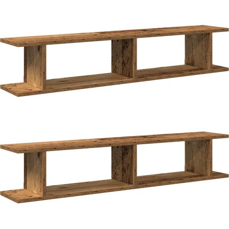 Étagères murales 2 pcs Étagères flottantes vieux bois 105x18x20cm bois d'ingénierie (1/5)