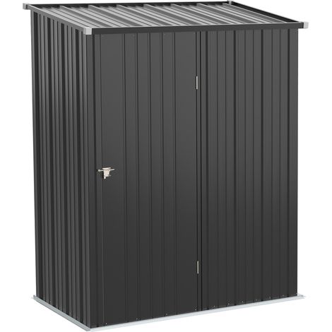 Casetta Box da Giardino 161,5x94,5x196 cm in Lamiera Acciaio Nero (1/5)