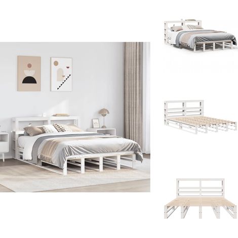 Cadre de lit sans matelas blanc 120x190 cm bois de pin massif - Cadre De Lit - Cadres De Lit - Lit - Sommier (1/5)