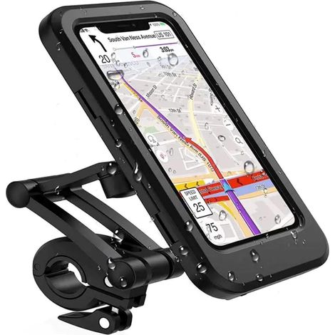 Support de téléphone étanche pour vélo et moto, compatible avec le guidon, reconnaissance faciale, protection d'écran, rotation à 360°, réglable, compatible avec tous les smartphones de 4 à 6,7 pouces (1/5)
