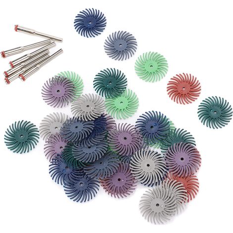 Lot de 42 meules de polissage mini avec 6 tiges de liaison disque à soies pour nettoyage et ébavurage du bois (1/5)