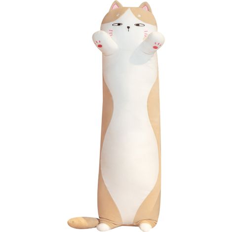 Niedliche Plüschkatze, langes Kissen, braun (1/5)