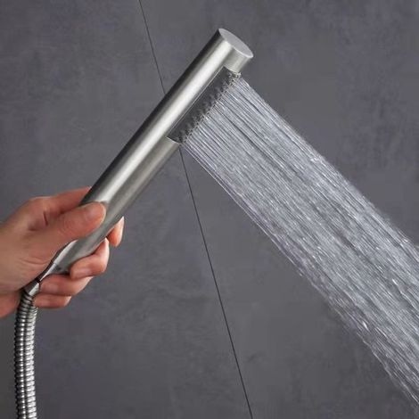 Duschkopf mit 1 5 m Schlauch Handbrause Universal Wassersparend Hochdruck Knickfester Schlauch Gebürstetes Silber Edelstahl und ABS 19 x 3 cm 1 2 1,5 (1/4)