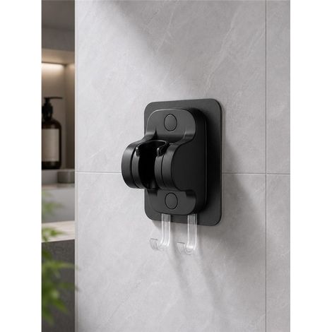 Support pour pommeau de douche noir fixation murale universelle support mural robuste antidérapant installation facile salle de bain universelle (1/5)