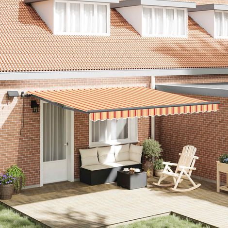 Store banne-Auvent Rétractable jaune et orange 400 ×300 cm tissu (1/5)
