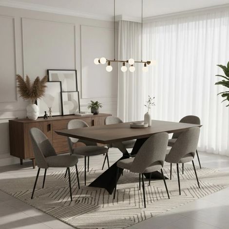 Taurus, Tavolo fisso con top Impiallacciato Rovere termocotto (90cm X 160cm H. 76cm) Made in Italy Duzzle (1/5)