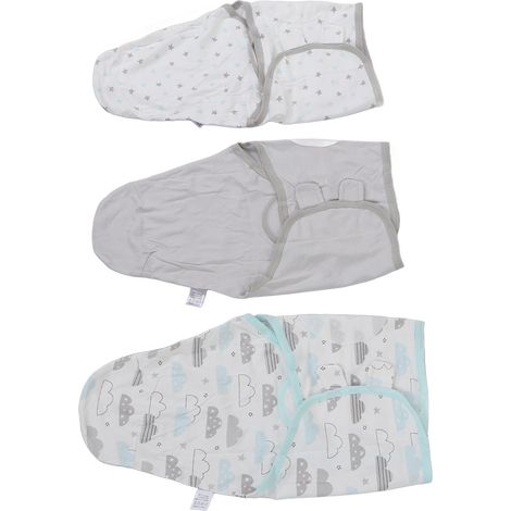Ensemble de 3 couvertures d'emmaillotage pour bébés, couvertures ajustables pour nouveau-nés, sac de couchage pour bébés de 0 à 2 mois, type C. (1/5)