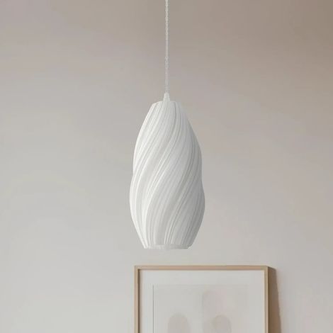 [GEBRAUCHT] B-Ware Lindby Pendelleuchte Hängelampe Nuvia Weiß 3 D Druck Lampenschirm 15 5 Cm354