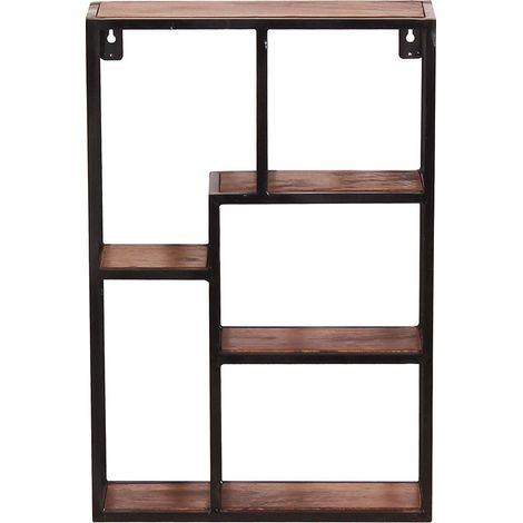 Etagère murale rectangulaire industrielle 40 cm en bois de manguier massif Pamela