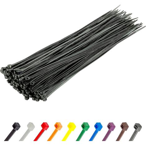Lange, robuste silberne Kabelbinder, 370 mm x 4,8 mm, 100er-Packung, aus hochwertigem Nylon, 300 mm x 3,6 mm Reißverschluss, schwarz (1/5)