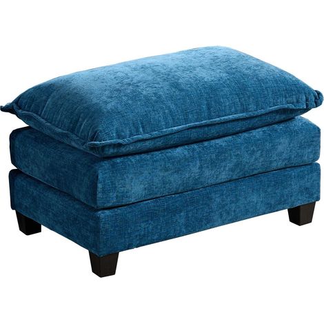 Pouf Ottoman modulable en velours bleu, assise rembourrée double couche pour salon et chambre (1/5)
