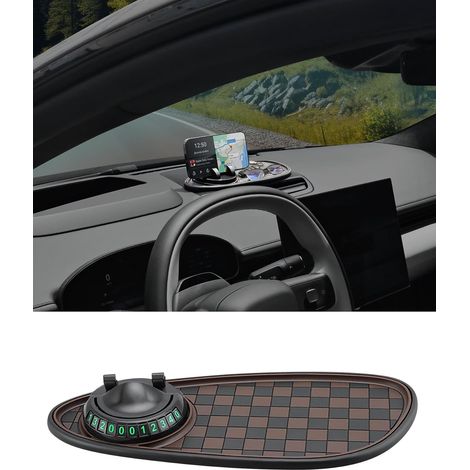 Tapis anti-dérapant multifonctionnel pour voiture - 3-en-1, support de téléphone 360° rotatif, décoration intérieure, compatible avec lunettes et smartphones