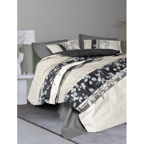 Funda nórdica, funda nórdica, ropa de cama Set 100% Algodón Antracita (1/2)