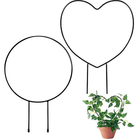 Lot de 2 supports métalliques pour plantes d'intérieur, supports métalliques pour plantes grimpantes, supports pour plantes en pot - FM (1/5)