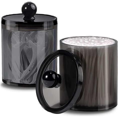 Cotton swab box (set of 2), transparent black plastic storage boxHigh quality enhances quality of life. (1/5)