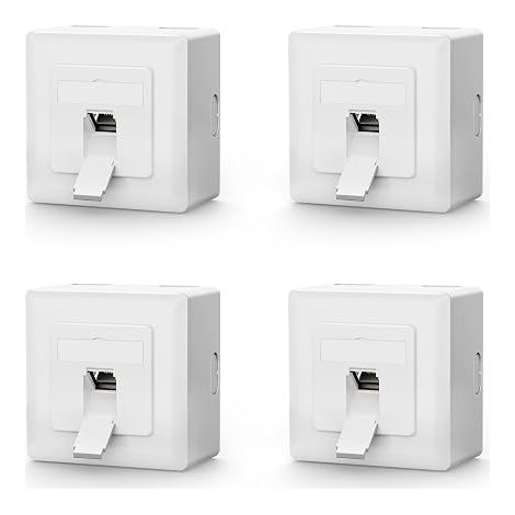 VCELINK CAT6A Network Socket, 1 RJ45 LAN Port, Recessed Or Apparent, Shielded 10Gbps 500MHz, PoE Compatible, CAT6/CAT5, EIA/TIA T568A (1/5)