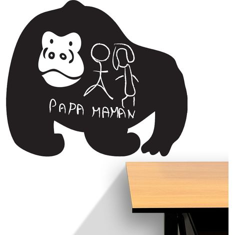 Sticker ardoise tableau noir - stickers muraux adhésif effaçable - GORILLE - 30x35cm (1/3)