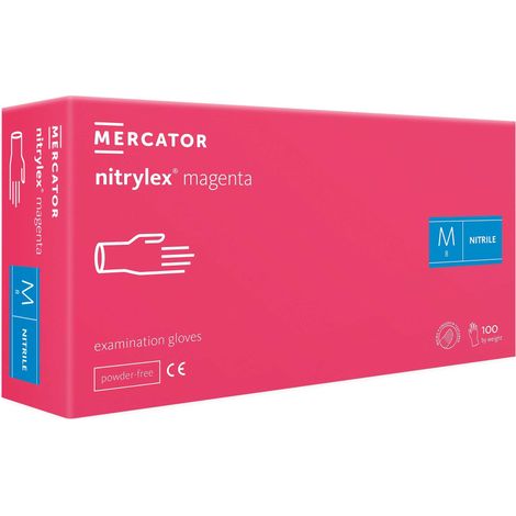 Nitrilhandschuhe, 100 Stück, Größe 8-M, Nitrylex Magenta