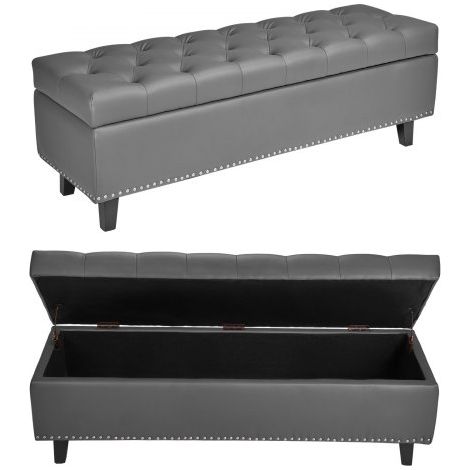 Panca Contenitore in Similpelle con Contenitore e Gambe in Legno (1/5)