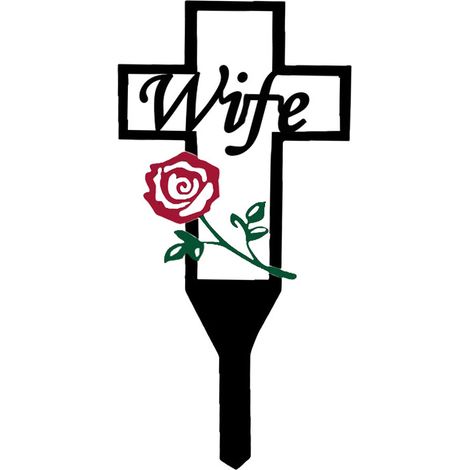 Placa conmemorativa de metal hecha a mano, cruz blanca, dimensiones 30 x 15 cm, placa conmemorativa de rosa, jardines, cementerios, regalo de condolencia (1/5)