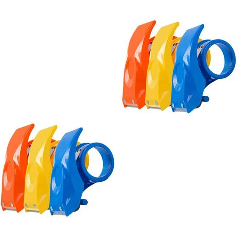 juegos de dispensadores de cinta de plástico ergonómicos, cortador de cinta manual transparente para un sellado rápido de cajas de cartón y conveniente para envíos, 3 piezas  2 (1/5)