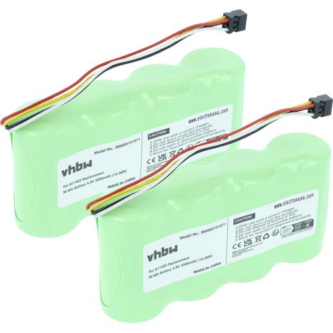 vhbw 2x batería compatible con Fluke Scopemeter 123s Firmware below V2.0, 123 Firmware below V2.0 medidor (3000 mAh, 4,8 V, NiMH)