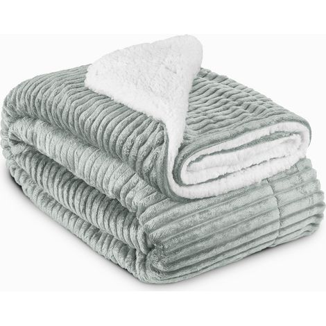 Beautissu Sherpa Kuscheldecke Elisa - Coral Fleece Mikrofaser	Hellgrau, 200cm, 150cm