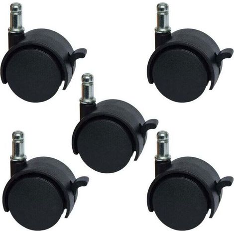 Roulettes de rechange pour chaise - MICH - 5,1 cm - Avec frein - Lot de 5 - Double verrouillage (1/4)