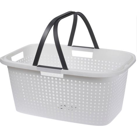 Panier à linge en plastique avec poignées – Dimensions 60 x 40 x 26 cm – Ventilation optimale pour rangement vêtements – Storage Solutions (1/2)