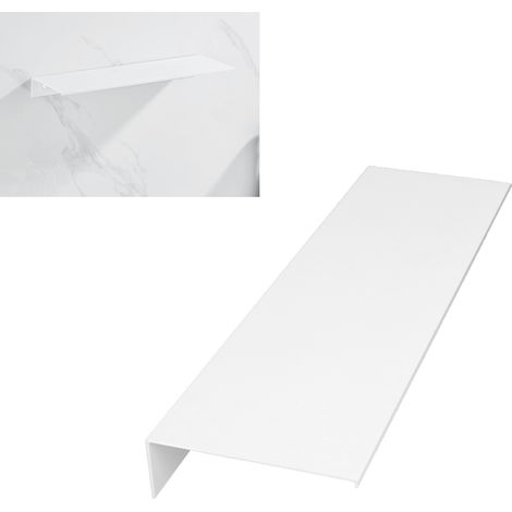 Étagère de rangement murale en aluminium blanc, sans perçage, style minimaliste nordique, 40 cm, à fixer au-dessus du meuble-lavabo. (1/5)