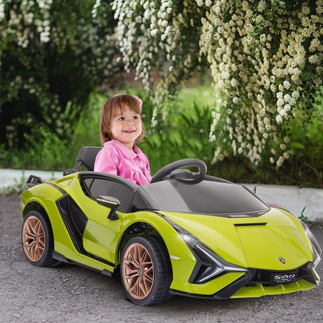 Elektrischer Kinder-Sportwagen Lamborghini Sián 12V – Höchstgeschwindigkeit 5 km/h – mit 2,4-GHz-Fernbedienung, Sound- und Lichteffekten, Grün