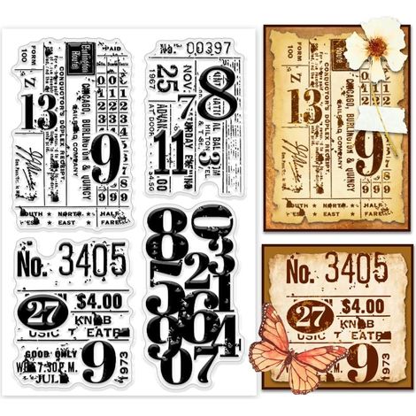 Tampon Transparent Retro Numbers Tampon en Caoutchouc pour Planche D'Arrière Plan Tampons Classique Tampons Scrapbooking Vintage pour Décoration DIY Journal Carte Postale Cadeaux (1/5)