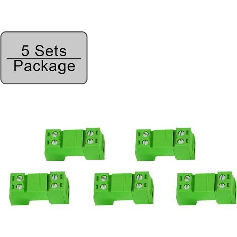 5 ensembles 3.81mm Phoenix connecteur 2 broches, 300V 15edgrk 2 pôles 3.81mm bloc de jonction de circuit de mise à la terre, 3.81mm pas 2p PCB termina (1/5)