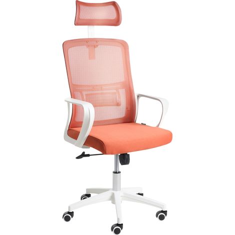Silla de oficina con base giratoria reposacabezas regulable en altura de malla coral Monarch