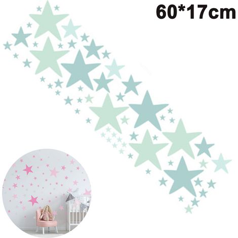 Stickers muraux étoiles amovibles, faciles à décoller et à coller sur les murs peints. Décoration murale en vinyle métallisé pour chambre de bébé ou d'enfant.