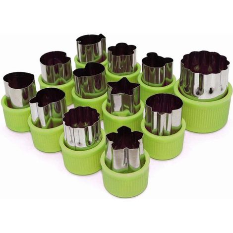 Set de 12 mini emporte-pièces – Acier inoxydable – Légumes – Manche antidérapant – Pâtisserie, fondant, argile (1/5)