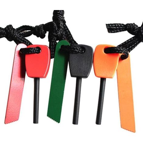 Briquet à silex lot de 5 - Allume-feu en acier, tisonnier de survie, kit d'allumage étincelle, recharge pour camping et randonnée, poche, extérieur (1/3)
