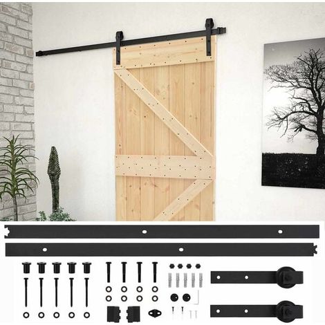 Porte coulissante naturelle et noire, 80 x 210 cm