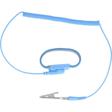 Antistatisches Armband mit ESD-Erdung, Metallarmband, 1,8 m langes Kabel, für Werkstatt, blaues Armband (1/5)