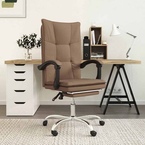vidaXL Silla de oficina reclinable de tela marrón (1/5)