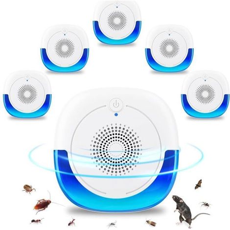 Lot de 6 répulsifs à ultrasons pour souris, rats, araignées, insectes, cafards, moustiques et autres nuisibles (1/4)