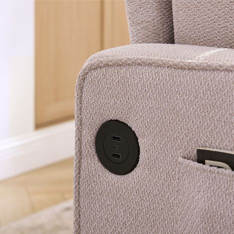 Canapé convertible 2 places 3-en-1, design minimaliste luxe élégant, transformation par glissière, charge USB, idéal sieste, beige (1/5)