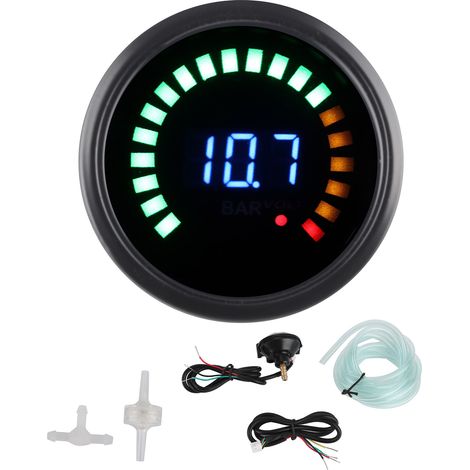 Voltmètre automobile 2 pouces avec affichage numérique LED, manomètre à vide, instrument double fonction 12 V (1/5)