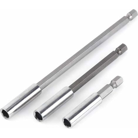 Porte Embouts Magnétique Extension de Vissage Tournevis Tige Hexagonal 60mm 100mm 150mm Rallonge Embout Visseuse(3Pcs 1/4") (1/5)