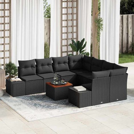 vidaXL Set Divano da Giardino 9 pcs Nero (1/5)